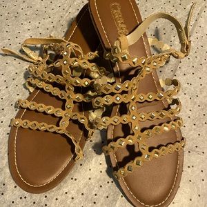 Tan/Gold CARLOS by Carlos Santana Strappy Sandals